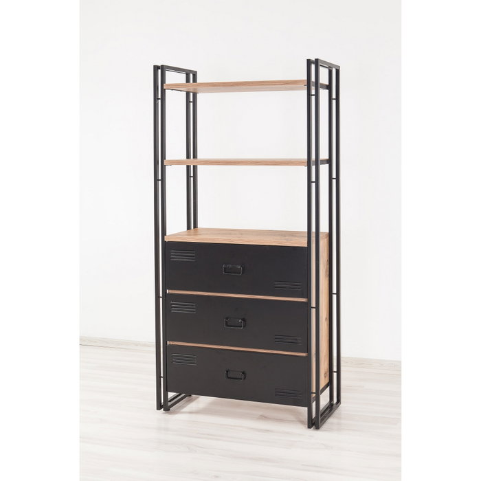 Hanah Home Cosmo Cortex Estantería Industrial Pino Atlántico y Negro